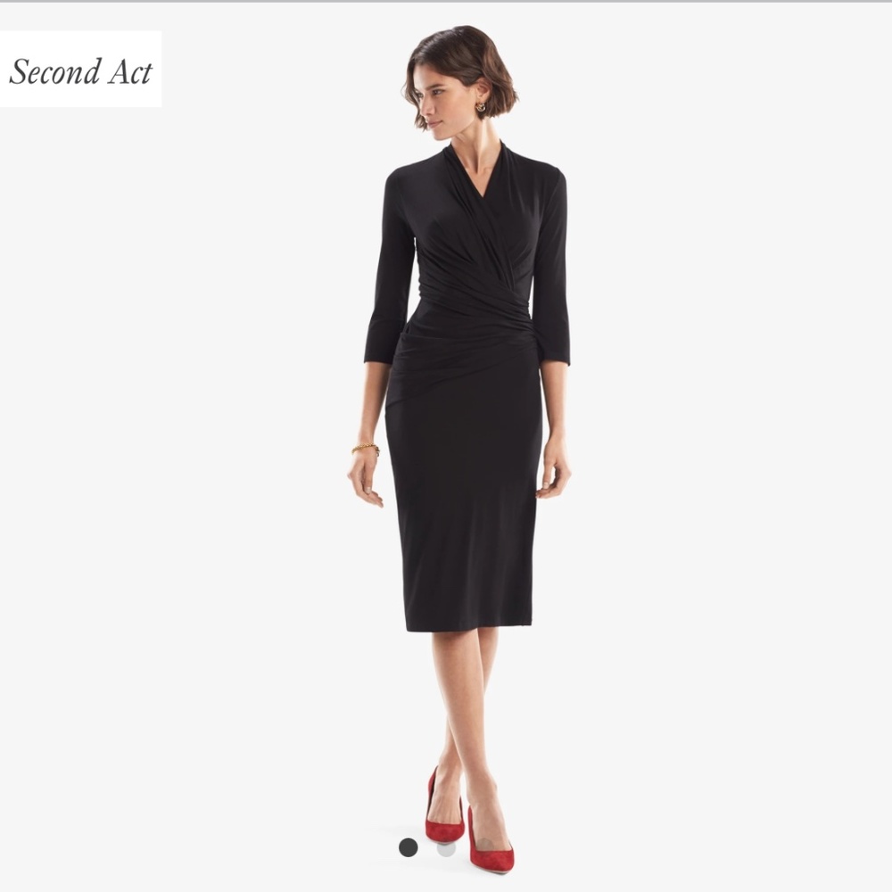 *SALE* MM Lafleur Black Rouched / Faux Wrap Dress